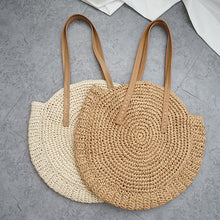 Load image into Gallery viewer, Round Straw Beach Bag