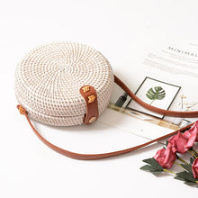 Load image into Gallery viewer, 2019 Black White Round Straw Bag