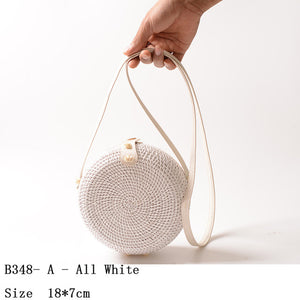 2019 Black White Round Straw Bag