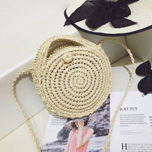 Load image into Gallery viewer, Round Straw Beach Bag