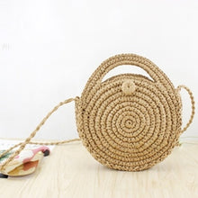 Load image into Gallery viewer, Round Straw Beach Bag