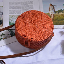 Load image into Gallery viewer, Round Straw Beach Bag