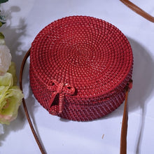 Load image into Gallery viewer, Round Straw Beach Bag
