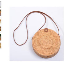 Load image into Gallery viewer, Round Straw Beach Bag