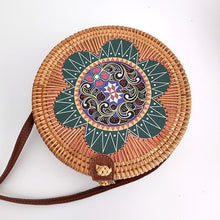Load image into Gallery viewer, Round Straw Beach Bag