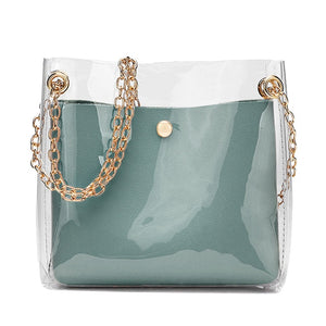 Women Fashion Solid Shoulder Transparent Bag